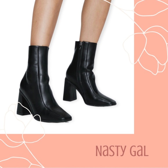 Nasty Gal Shoes - Square Toe Heeled Sock Boot